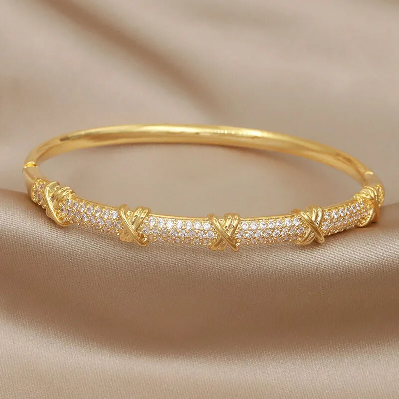 Új Sight Full Crystal Cross karkötők női divatmárkák ékszerek Elegáns klasszikus cirkónia karkötők Kiegészítők