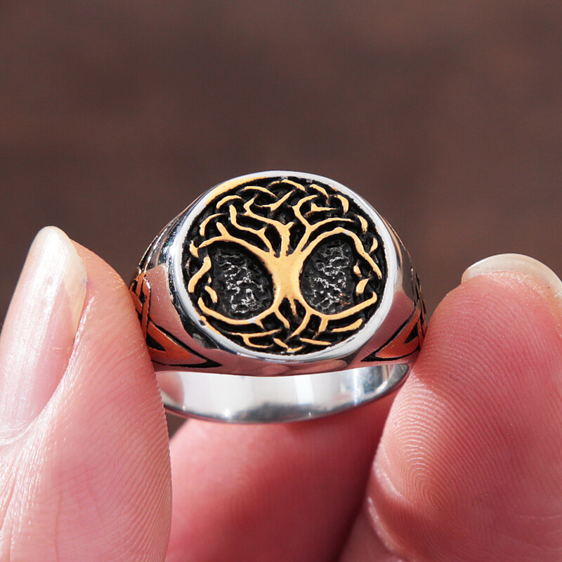 Moda Retro Nordic Viking Arborele Vieții Inel Punk Oțel inoxidabil Bărbați Femei Inel Locomotivă Amuleta Bijuterii Cadou En-gros
