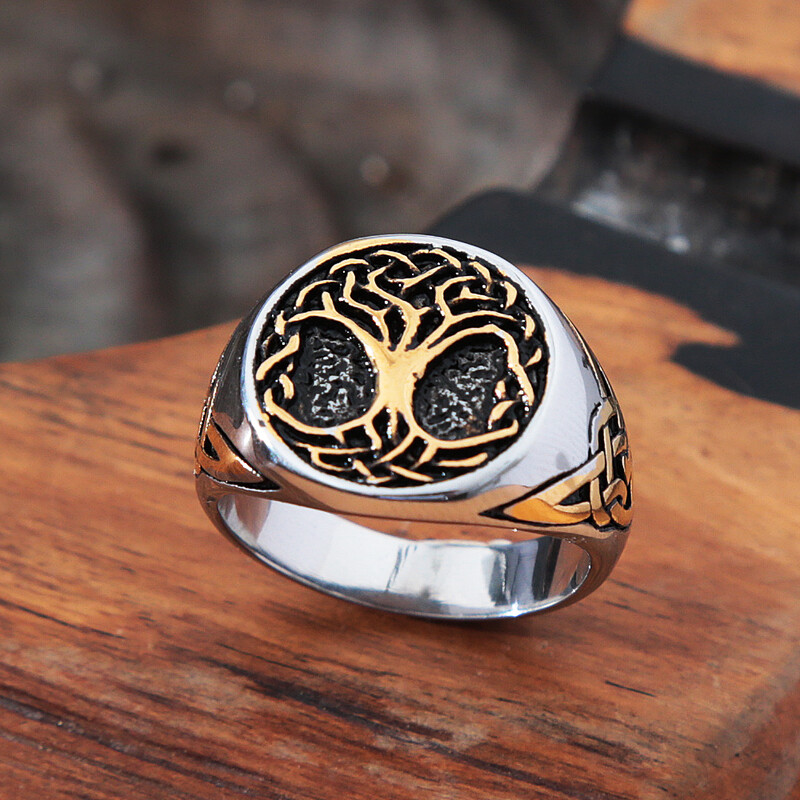 Moda Retro Nordic Viking Arborele Vieții Inel Punk Oțel inoxidabil Bărbați Femei Inel Locomotivă Amuleta Bijuterii Cadou En-gros
