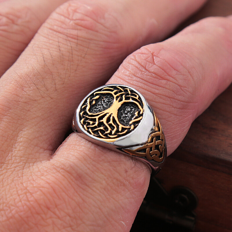 Moda Retro Nordic Viking Arborele Vieții Inel Punk Oțel inoxidabil Bărbați Femei Inel Locomotivă Amuleta Bijuterii Cadou En-gros