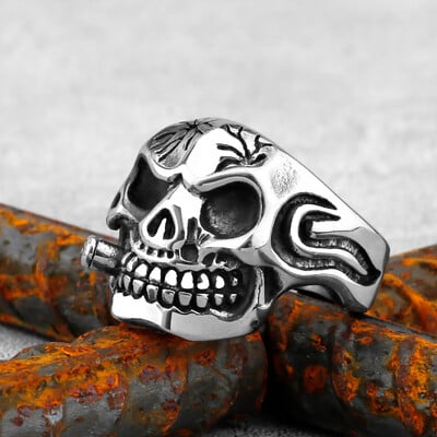 Gothic High Polish koponya arany/acél színű férfi gyűrűk rozsdamentes acél nehézfém koponya gyűrű punk motoros ékszer ajándékok