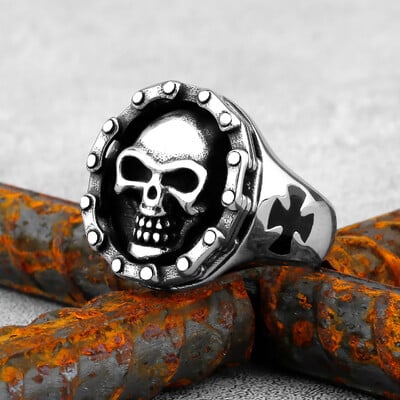 Gothic High Polish koponya arany/acél színű férfi gyűrűk rozsdamentes acél nehézfém koponya gyűrű punk motoros ékszer ajándékok