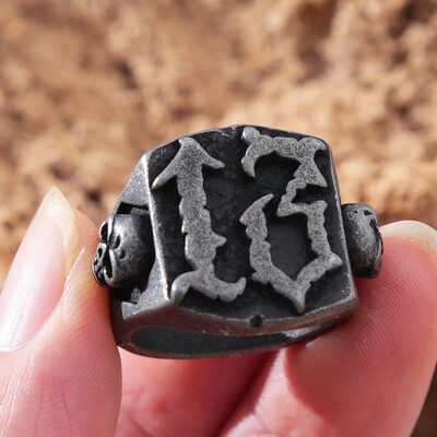 Gothic Black 13 Skull Ring Men Punk Hip Hop Street από ανοξείδωτο ατσάλι ποδηλάτης ανδρικός αριθμός 13 Δαχτυλίδι φυλαχτό μόδας κοσμήματα δώρο