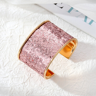 Europietiško metalo blizgučių apyrankė moterims Git Madinga Blingbling spalvinga atvira reguliuojama plataus rankogalio apyrankė vakarėliui vestuvių papuošalai