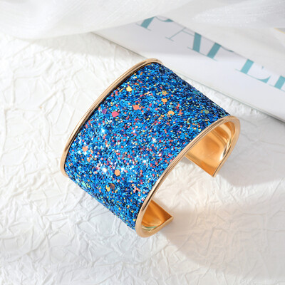 Europietiško metalo blizgučių apyrankė moterims Git Madinga Blingbling spalvinga atvira reguliuojama plataus rankogalio apyrankė vakarėliui vestuvių papuošalai