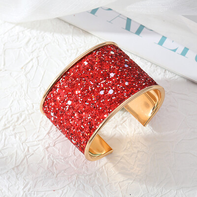 Europietiško metalo blizgučių apyrankė moterims Git Madinga Blingbling spalvinga atvira reguliuojama plataus rankogalio apyrankė vakarėliui vestuvių papuošalai