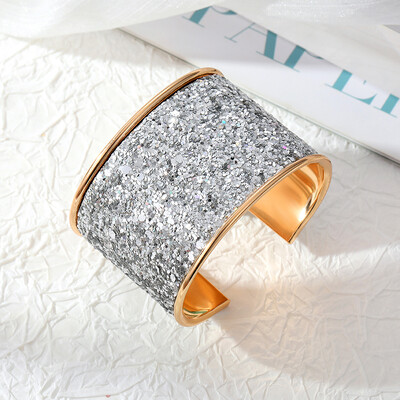 Europietiško metalo blizgučių apyrankė moterims Git Madinga Blingbling spalvinga atvira reguliuojama plataus rankogalio apyrankė vakarėliui vestuvių papuošalai