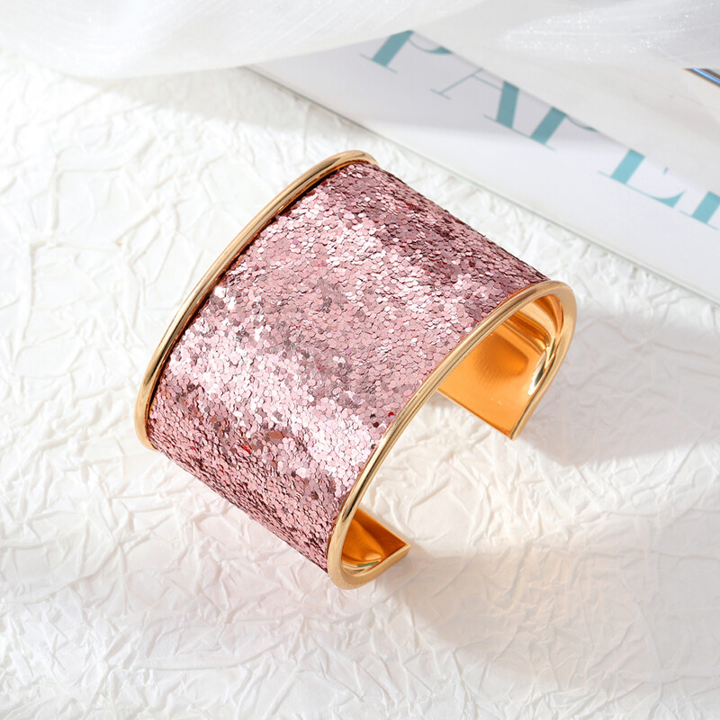 Europietiško metalo blizgučių apyrankė moterims Git Madinga Blingbling spalvinga atvira reguliuojama plataus rankogalio apyrankė vakarėliui vestuvių papuošalai