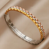 Metalne višebojne geometrijske otvorene narukvice od nehrđajućeg čelika i narukvice za žene Modni brend nakit Unikatne narukvice