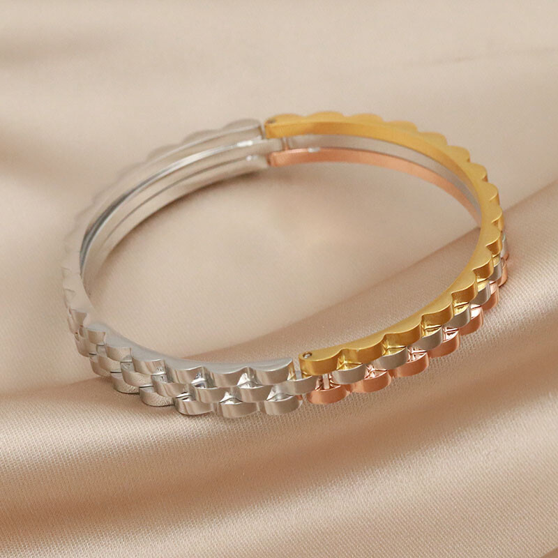 Metalne višebojne geometrijske otvorene narukvice od nehrđajućeg čelika i narukvice za žene Modni brend nakit Unikatne narukvice