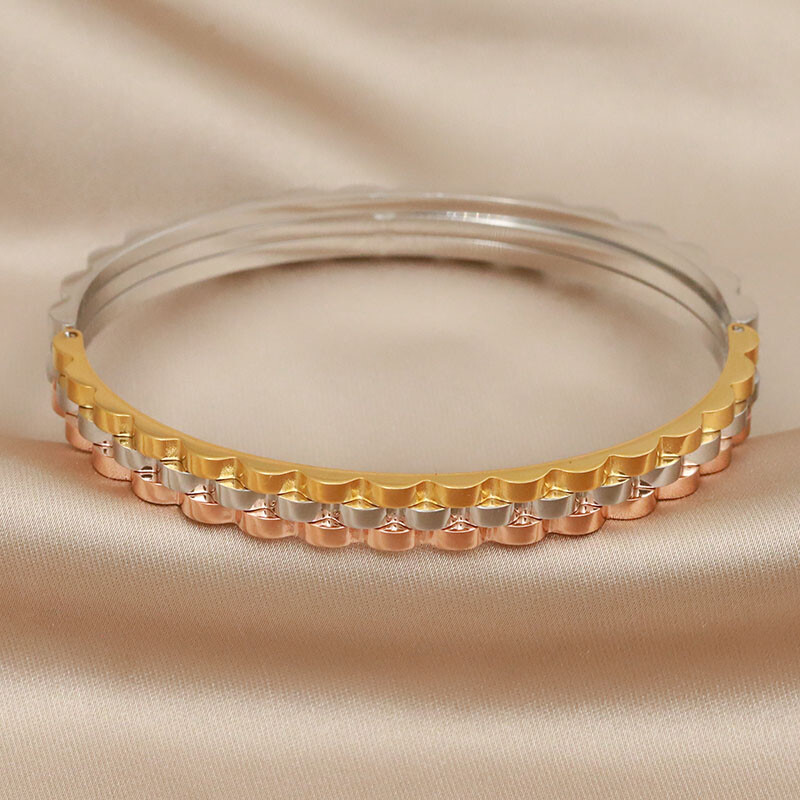 Metalne višebojne geometrijske otvorene narukvice od nehrđajućeg čelika i narukvice za žene Modni brend nakit Unikatne narukvice