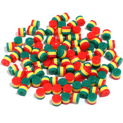 50 ks trojfarebných pruhovaných korálok, voľné dištančné korálky, akrylové korálky Rasta, ručne vyrábané korálky, šperky, príslušenstvo