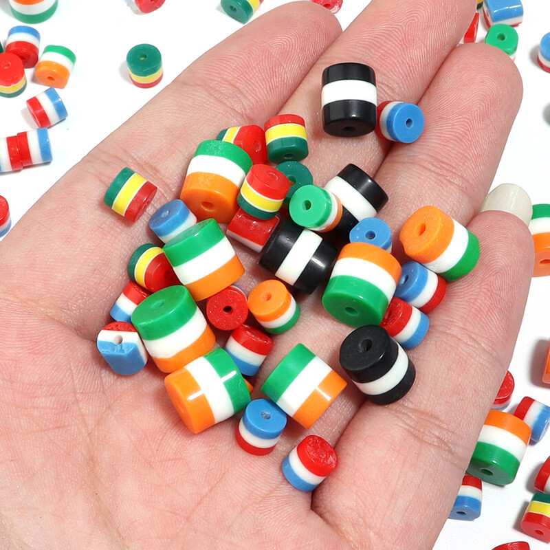 50 ks trojfarebných pruhovaných korálok, voľné dištančné korálky, akrylové korálky Rasta, ručne vyrábané korálky, šperky, príslušenstvo