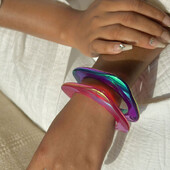 Brățări din acril subțire pătrate coreene pentru femei Brățări și brățări gotice punk cu farmec multicolor pentru fete Cadouri de bijuterii de mână