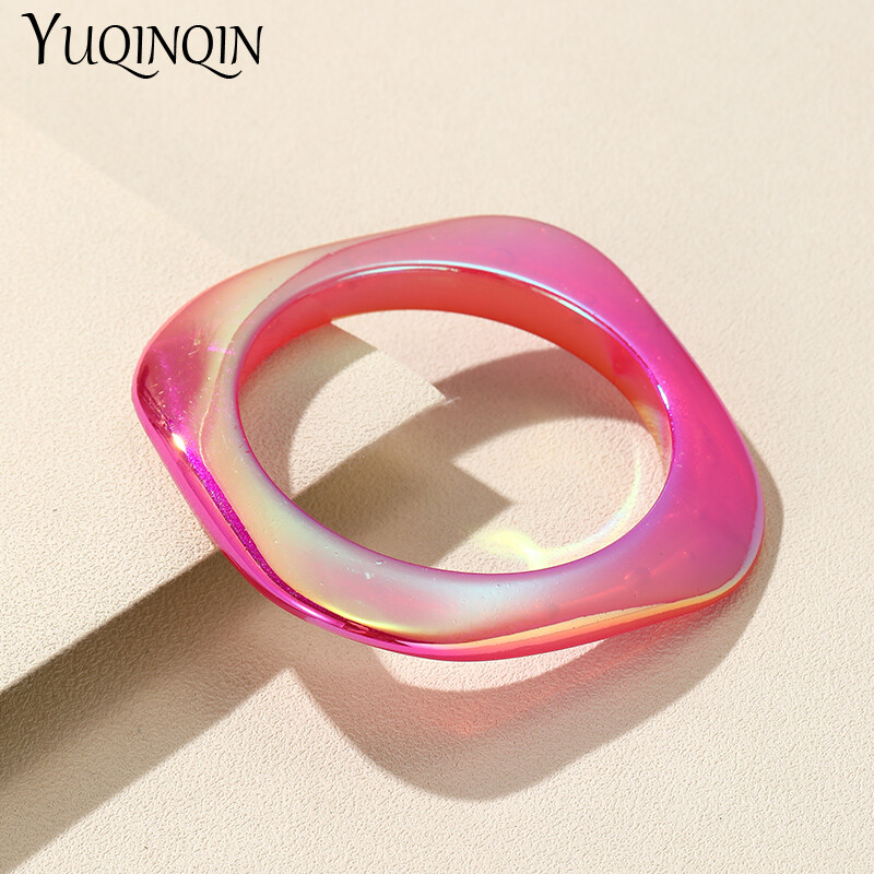 Brățări din acril subțire pătrate coreene pentru femei Brățări și brățări gotice punk cu farmec multicolor pentru fete Cadouri de bijuterii de mână