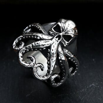 Ανδρικό μαύρο ανοξείδωτο ατσάλι Skull Biker Ring Gothic Octopus Skull Rings για άνδρες Γυναικεία αξεσουάρ κοσμημάτων πανκ χιπ χοπ μόδας