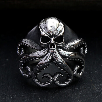 Ανδρικό μαύρο ανοξείδωτο ατσάλι Skull Biker Ring Gothic Octopus Skull Rings για άνδρες Γυναικεία αξεσουάρ κοσμημάτων πανκ χιπ χοπ μόδας