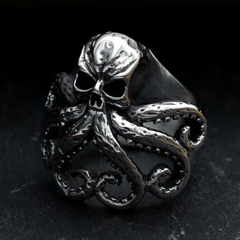 Ανδρικό μαύρο ανοξείδωτο ατσάλι Skull Biker Ring Gothic Octopus Skull Rings για άνδρες Γυναικεία αξεσουάρ κοσμημάτων πανκ χιπ χοπ μόδας