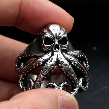 Ανδρικό μαύρο ανοξείδωτο ατσάλι Skull Biker Ring Gothic Octopus Skull Rings για άνδρες Γυναικεία αξεσουάρ κοσμημάτων πανκ χιπ χοπ μόδας