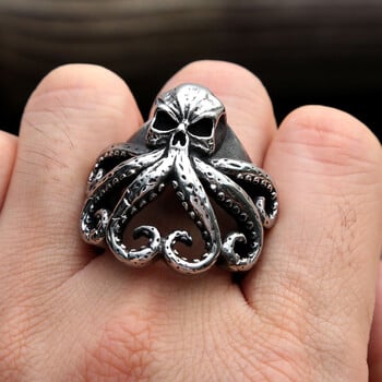 Ανδρικό μαύρο ανοξείδωτο ατσάλι Skull Biker Ring Gothic Octopus Skull Rings για άνδρες Γυναικεία αξεσουάρ κοσμημάτων πανκ χιπ χοπ μόδας