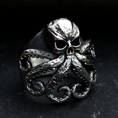 Ανδρικό μαύρο ανοξείδωτο ατσάλι Skull Biker Ring Gothic Octopus Skull Rings για άνδρες Γυναικεία αξεσουάρ κοσμημάτων πανκ χιπ χοπ μόδας