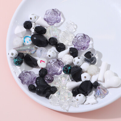30 g/sac amestecat aleatoriu cu diferite tipuri de margele acrilice accesorii pentru bijuterii din margele mobile Pachet de materiale pentru lanțuri