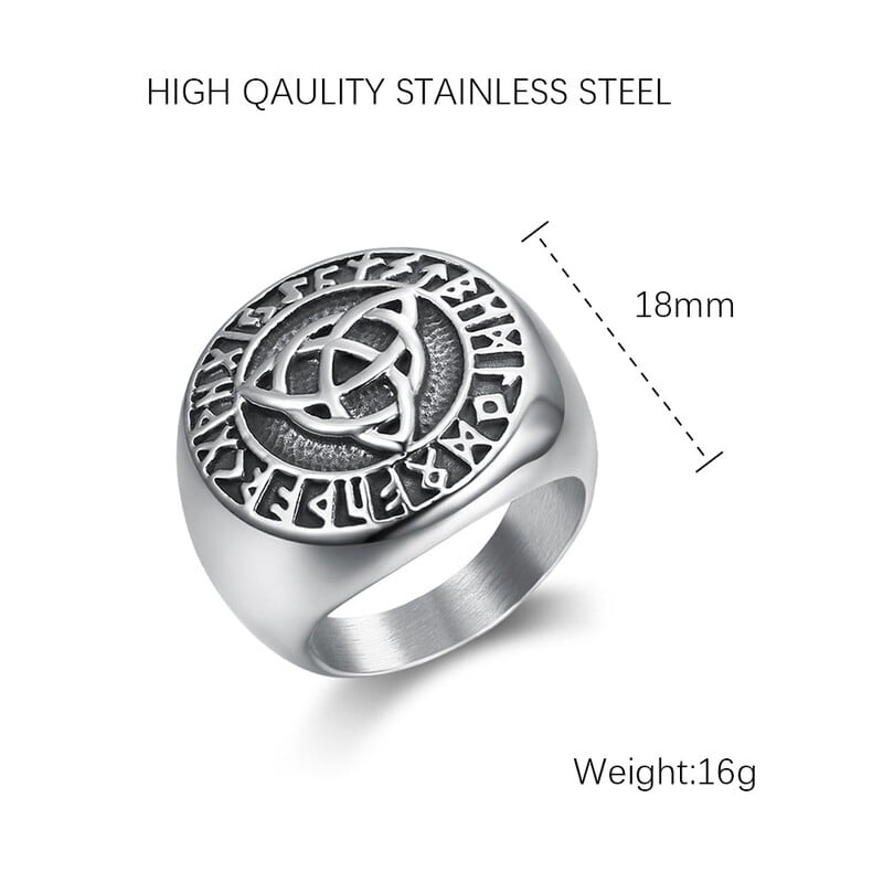 Vintage vikingský prsteň z nehrdzavejúcej ocele s runami, keltským uzlom a severskými prstenami pre mužov a chlapcov, módny amulet, šperky, darček, dropshipping
