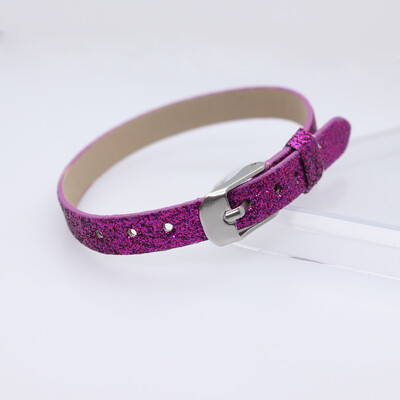 10 komada 8x210mm svjetlucave narukvice od PU kožne svjetlucave narukvice s kopčom od nehrđajućeg čelika Pristaje 8mm klizećim slovima privjesci DIY dodatak