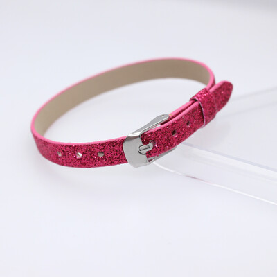 10 komada 8x210mm svjetlucave narukvice od PU kožne svjetlucave narukvice s kopčom od nehrđajućeg čelika Pristaje 8mm klizećim slovima privjesci DIY dodatak