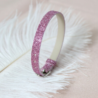 10 komada 8x210mm svjetlucave narukvice od PU kožne svjetlucave narukvice s kopčom od nehrđajućeg čelika Pristaje 8mm klizećim slovima privjesci DIY dodatak