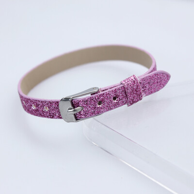 10 komada 8x210mm svjetlucave narukvice od PU kožne svjetlucave narukvice s kopčom od nehrđajućeg čelika Pristaje 8mm klizećim slovima privjesci DIY dodatak