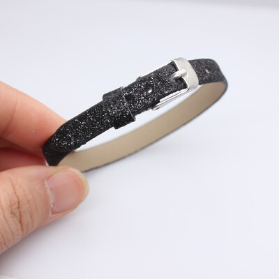 10 komada 8x210mm svjetlucave narukvice od PU kožne svjetlucave narukvice s kopčom od nehrđajućeg čelika Pristaje 8mm klizećim slovima privjesci DIY dodatak