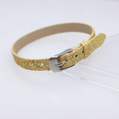 10 komada 8x210mm svjetlucave narukvice od PU kožne svjetlucave narukvice s kopčom od nehrđajućeg čelika Pristaje 8mm klizećim slovima privjesci DIY dodatak