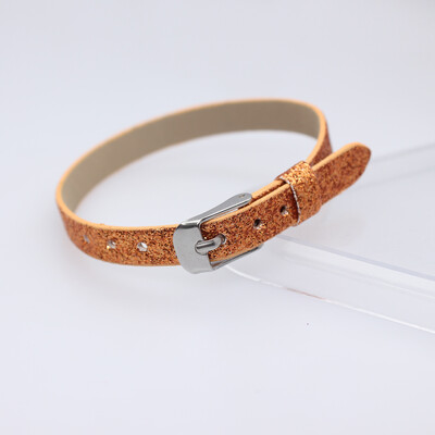 10 komada 8x210mm svjetlucave narukvice od PU kožne svjetlucave narukvice s kopčom od nehrđajućeg čelika Pristaje 8mm klizećim slovima privjesci DIY dodatak