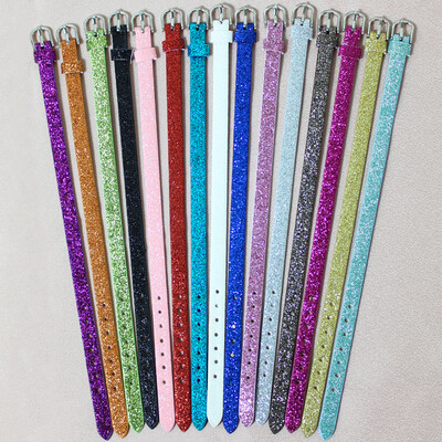 10 komada 8x210mm svjetlucave narukvice od PU kožne svjetlucave narukvice s kopčom od nehrđajućeg čelika Pristaje 8mm klizećim slovima privjesci DIY dodatak