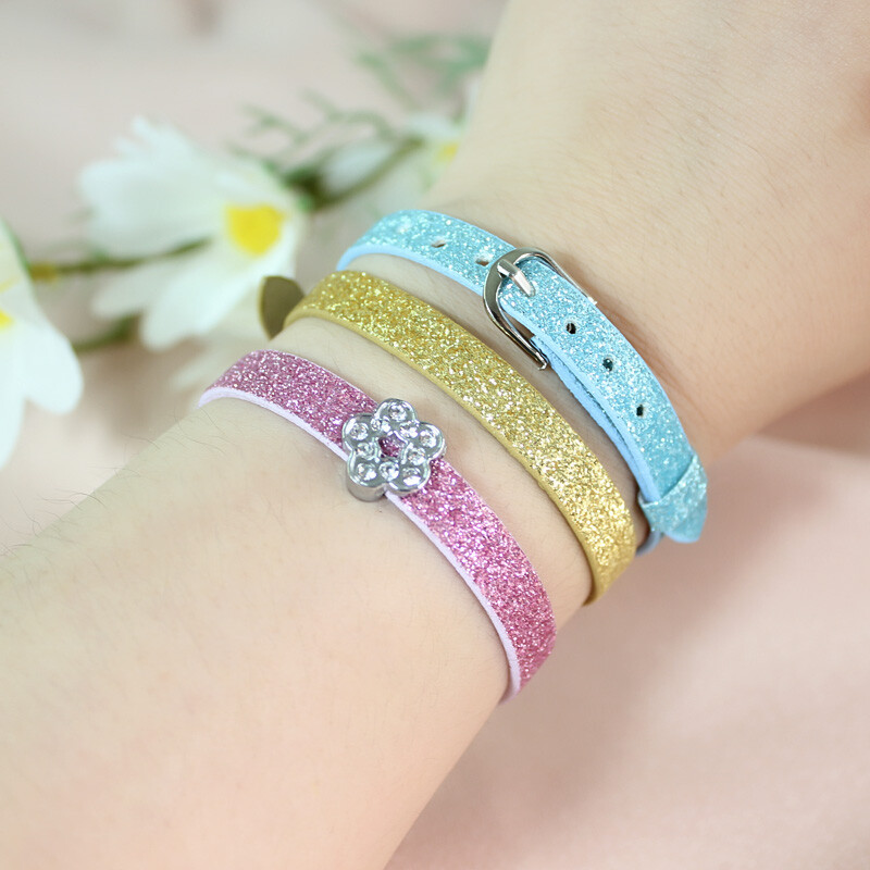 10 komada 8x210mm svjetlucave narukvice od PU kožne svjetlucave narukvice s kopčom od nehrđajućeg čelika Pristaje 8mm klizećim slovima privjesci DIY dodatak