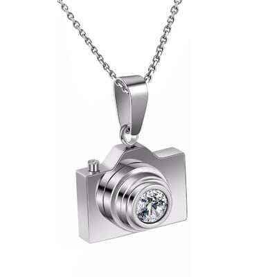 Rozsdamentes acél fényképezőgép medálok fekete pisztoly tónusú divatos nyakláncok ékszerek férfiaknak női csepphajó nagykereskedés