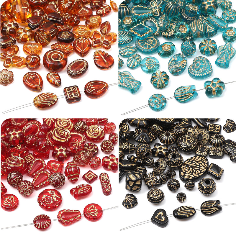 20g/balenie akrylových retro korálikov so zlatým ťahom, roztrúsených korálikov, ručne vyrábaných, DIY na výrobu náramkov, náhrdelníkov, náušníc, šperkov
