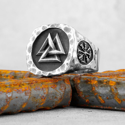 Vintage severský prsteň s Valknutom z nehrdzavejúcej ocele, vikingský keltský uzol, prsteň pre mužov, severský kompas, dopravná značka, amulet, šperky, dropshipping