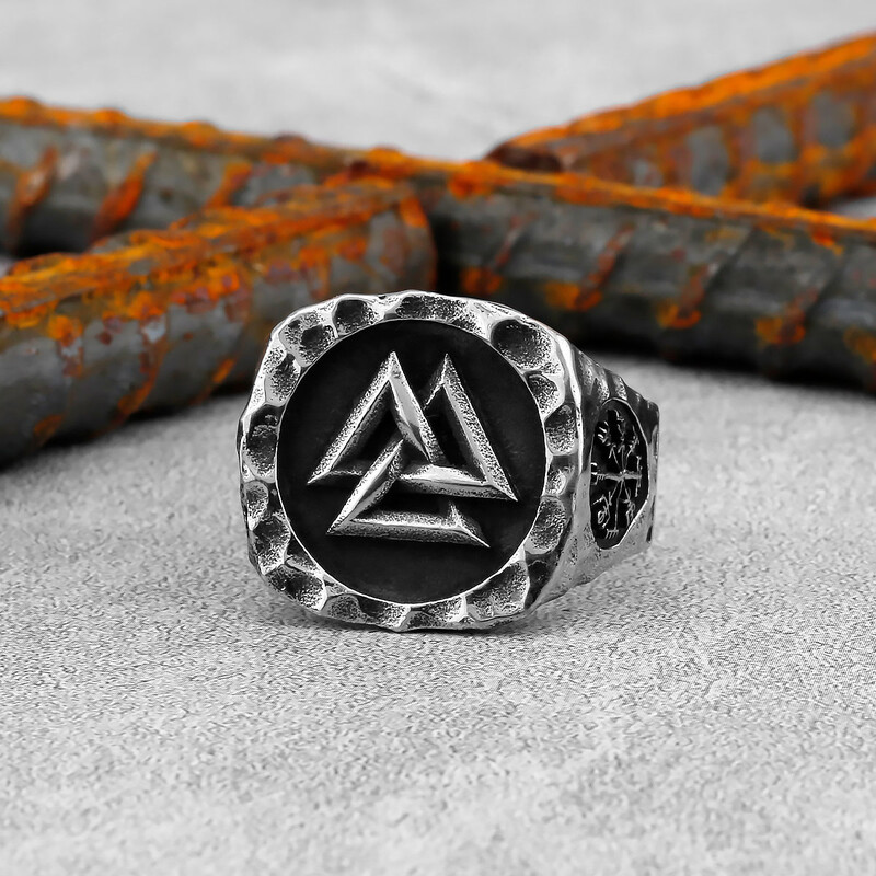 Vintage severský prsteň s Valknutom z nehrdzavejúcej ocele, vikingský keltský uzol, prsteň pre mužov, severský kompas, dopravná značka, amulet, šperky, dropshipping