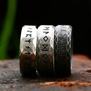 Vintage Odin Norse Viking Amulet Round Ring For Men Fashion Δαχτυλίδι από ανοξείδωτο ατσάλι με λέξεις Δαχτυλίδι γάμου Δώρα για την Ημέρα του Αγίου Βαλεντίνου