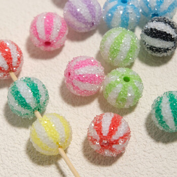 Stripe Circus Ball Granuled Sugar Candy Beads βραχιόλι τέχνης DIY Διακόσμηση Μανικιούρ Στολίδια Kawaii Jewelry Making Phone Chain