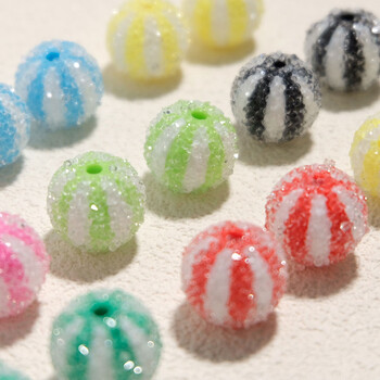 Stripe Circus Ball Granuled Sugar Candy Beads βραχιόλι τέχνης DIY Διακόσμηση Μανικιούρ Στολίδια Kawaii Jewelry Making Phone Chain