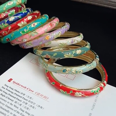 Zománcozott kínai Cloisonne karkötő dupla karkötő kínai bazsarózsa filigrán virág karkötő hagyományos vintage női kézi karkötő