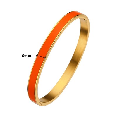 Luxusný farebný oranžový smaltovaný náramok 4mm / 6mm dámsky darček na párty Módny náramok Originálne šperky z nehrdzavejúcej ocele