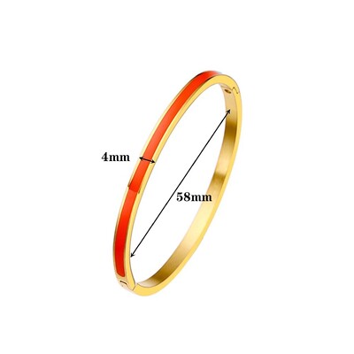Luxusný farebný oranžový smaltovaný náramok 4mm / 6mm dámsky darček na párty Módny náramok Originálne šperky z nehrdzavejúcej ocele