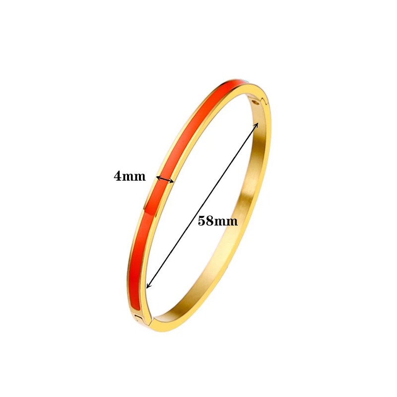 Luxusný farebný oranžový smaltovaný náramok 4mm / 6mm dámsky darček na párty Módny náramok Originálne šperky z nehrdzavejúcej ocele