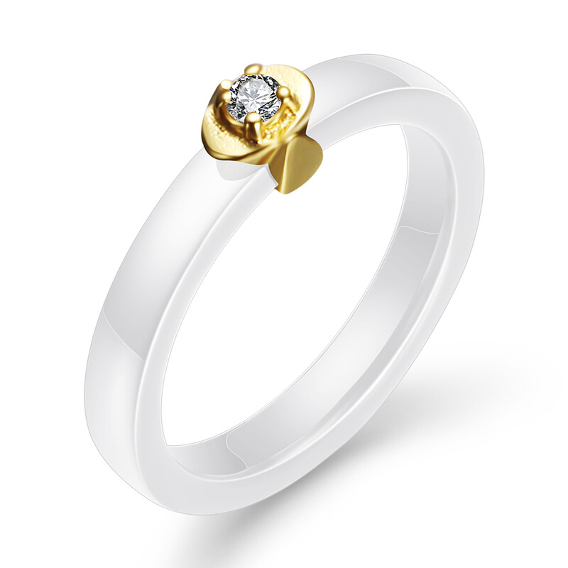 Fekete-fehér színű női jegygyűrűk sima kerámia, AAA cirkóniával női esküvői ajándék ingyenes szállítás