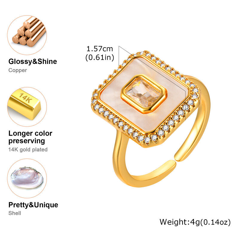 Vnox Vintage átlátszó cirkon téglalap alakú női gyűrűk, geometrikus ujjszíj, női mindennapi viselet rozsdamentes acél ékszerek