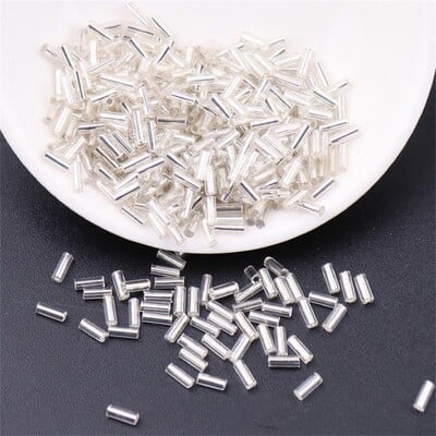 2*2 mm 2*4 mm 2*6 mm strieborné korálky plnené trubicou, ručne šité korálkové ryžové korálky, ručne vyrobené náramkové doplnky, veľkoobchod s trubicou H.